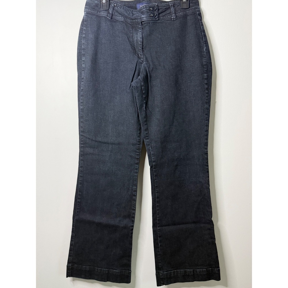 Talbots Women 8 Dark Wash Flare Leg Denim Jeans Mid Rise Blue Stretch Pants